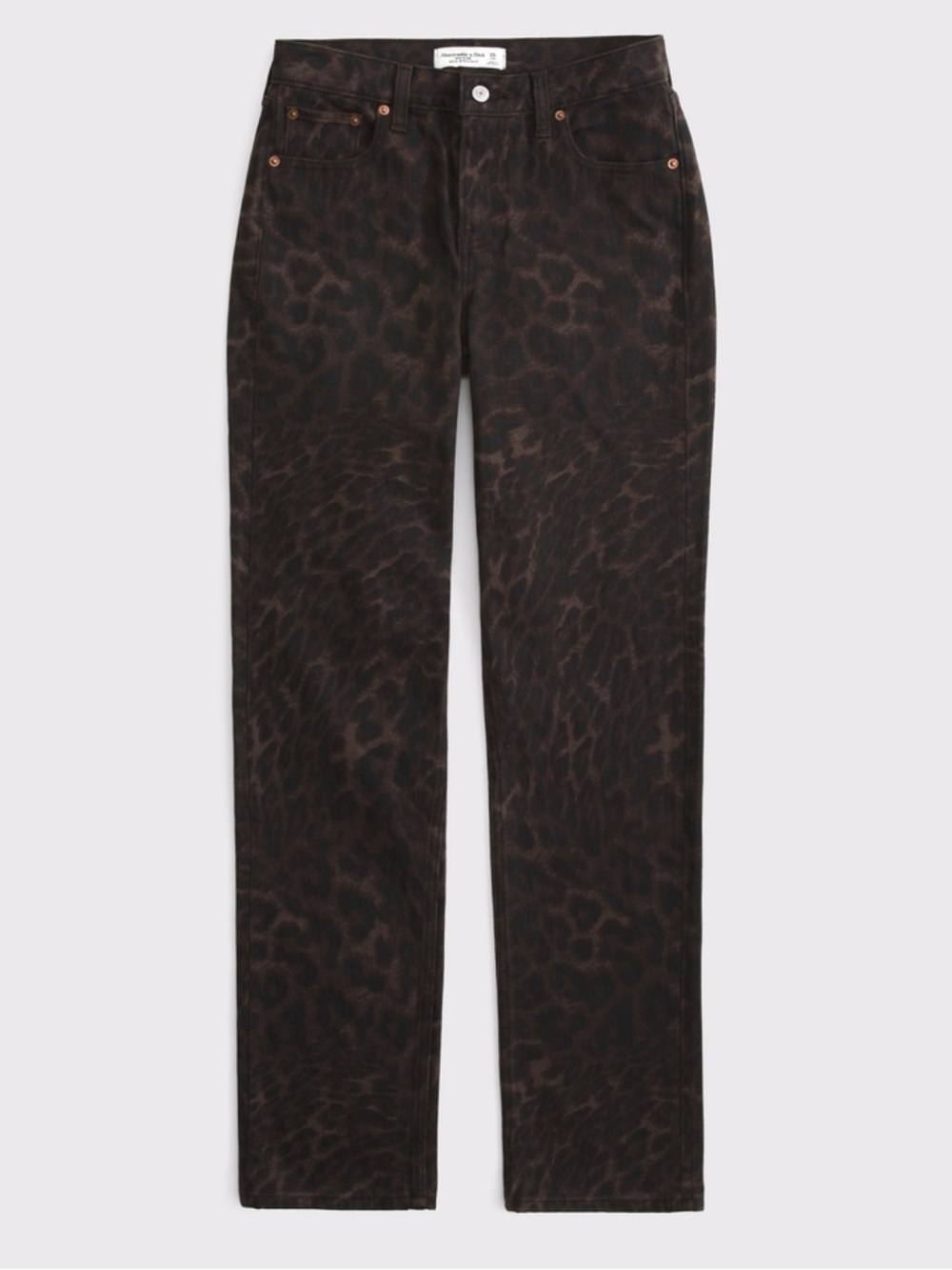 Abercrombie Mid Rise 90’s Straight Leopard Print Jean | Size 26 Tall | NWT - Picture 3 of 13